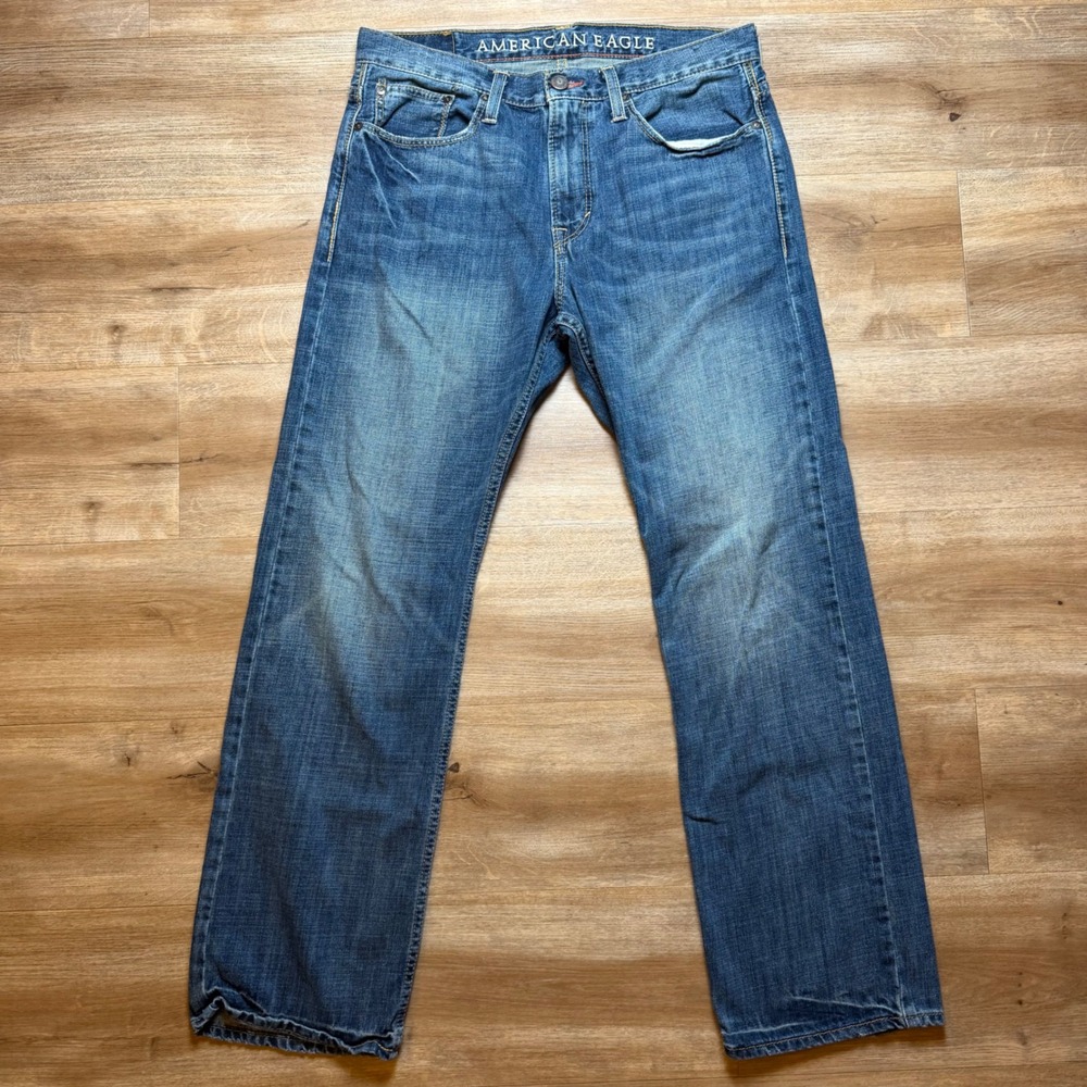 American Eagle Jeans Mens 32x32 Blue Relaxed Fit Straight Leg Denim Pants Y2K